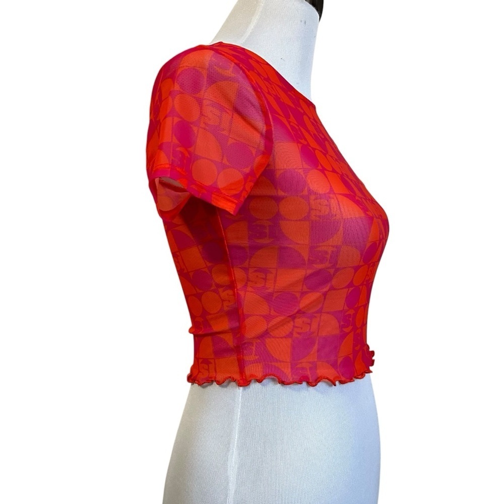 Forever 21 x Sports Illustrated Swim Cover-Up Tee Small Orange Purple Sheer SS - Picture 6 of 9